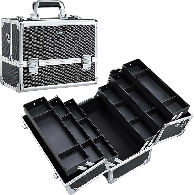 Large 12.6 Inch Makeup Train Case with 6 Trays