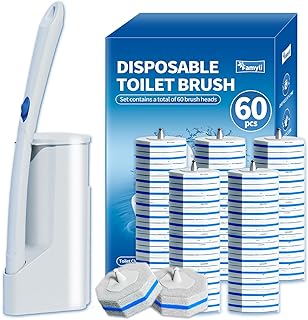 Disposable Toilet Brush Set with 60 Replacement Heads