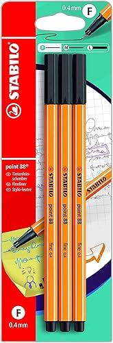 Pack of 3 black fineliner pens