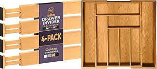 Set of 4 Drawer Dividers and Silverware Organizer
