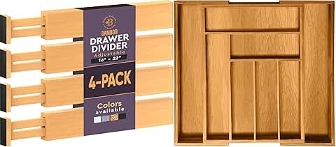 Set of 4 Drawer Dividers and Silverware Organizer