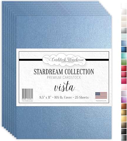 Vista Blue Metallic Cardstock, 25 sheets, 8.5 x 11"