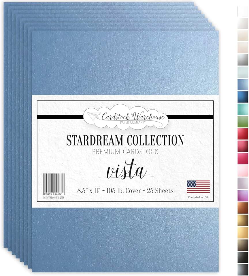 Vista Blue Metallic Cardstock, 25 sheets, 8.5 x 11"