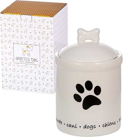 Ceramic Dog Treat Container with Lid and Bone Handle