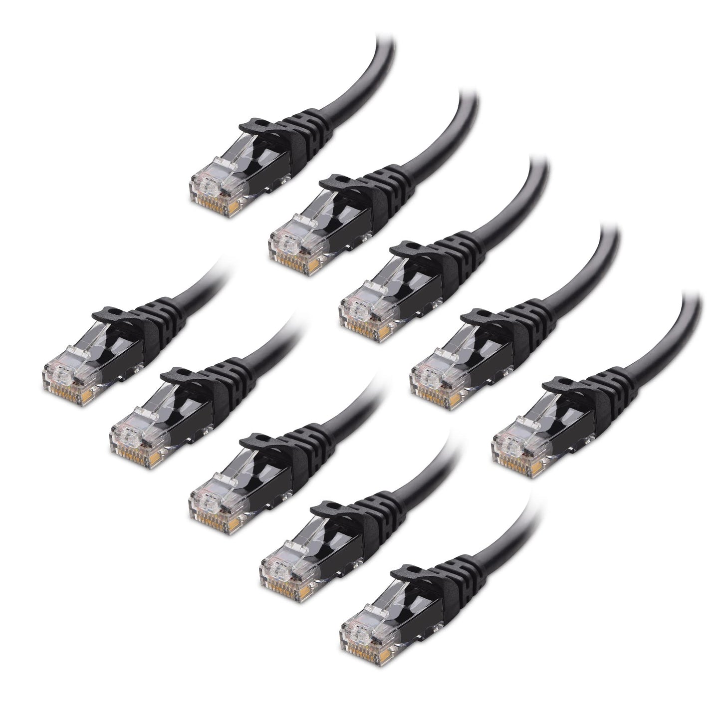 10Gbps 10-Pack Snagless Short Cat 6 Ethernet Cable 7 ft (Cat 6 Cable, Cat6 Cable, Internet Cable, Network Cable) in Black