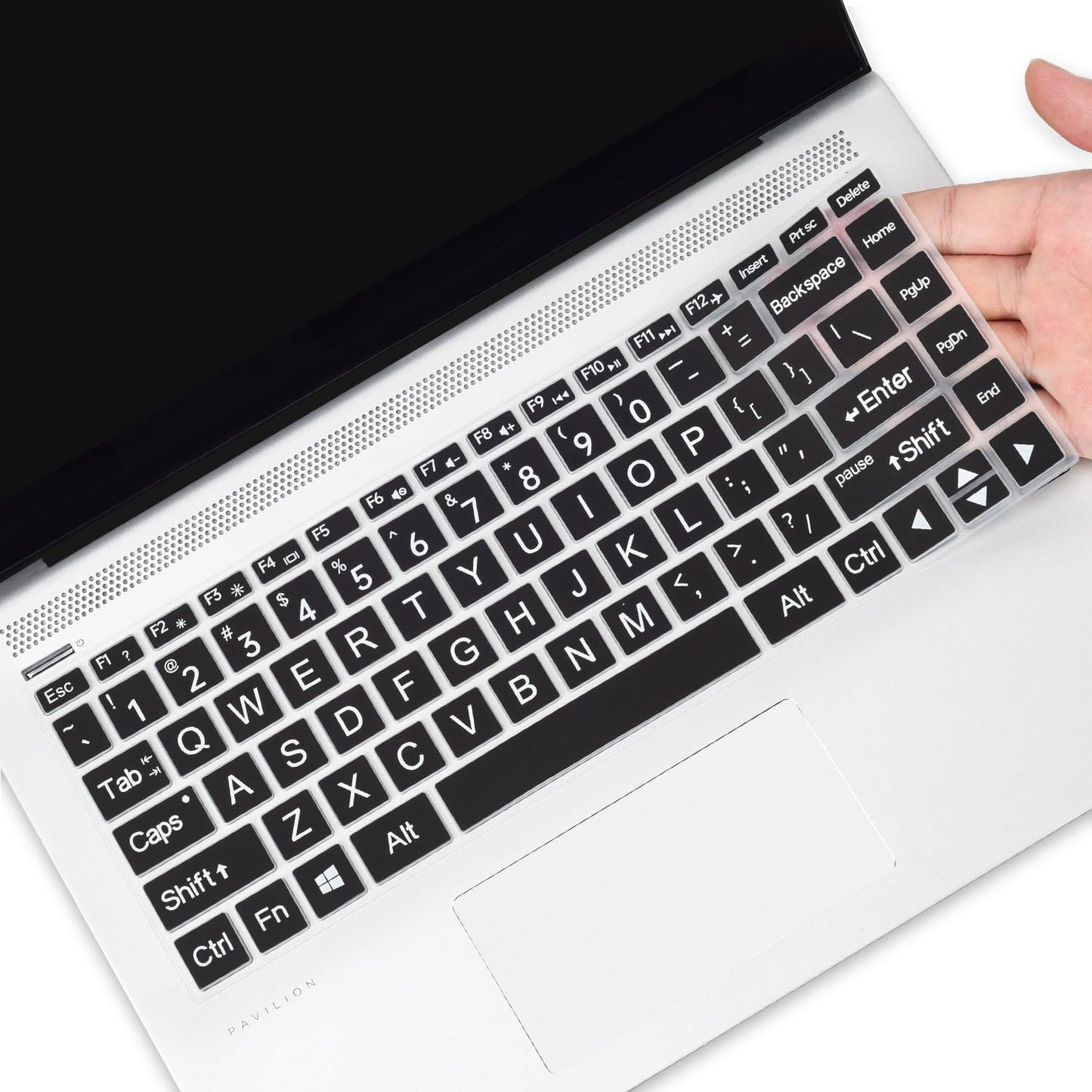 Black silicone keyboard cover for 14-inch laptop