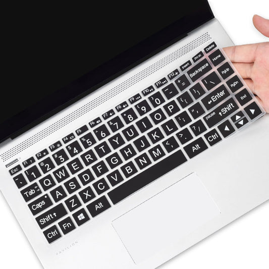 Black silicone keyboard cover for 14-inch laptop