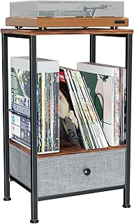Two-Tier Record Player Stand with Vinyl Storage