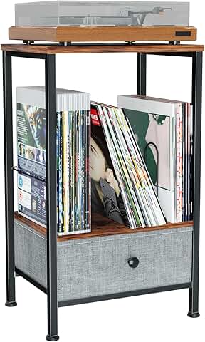 Two-Tier Record Player Stand with Vinyl Storage