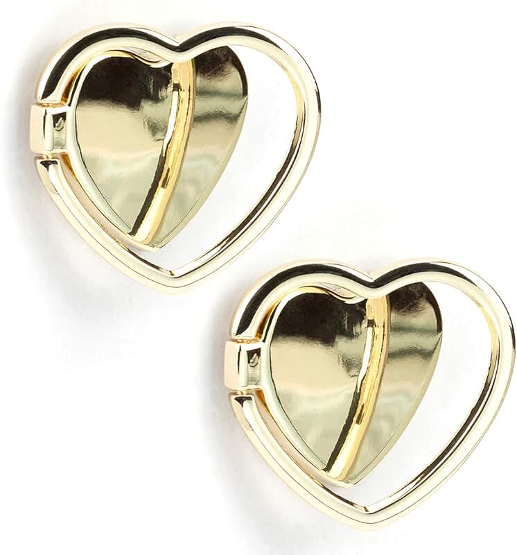 Two Glossy Heart-Shaped Phone Ring Holders with 360° Rotation