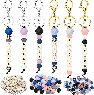 Colorful Silicone Bead DIY Keychain Kit with Letters