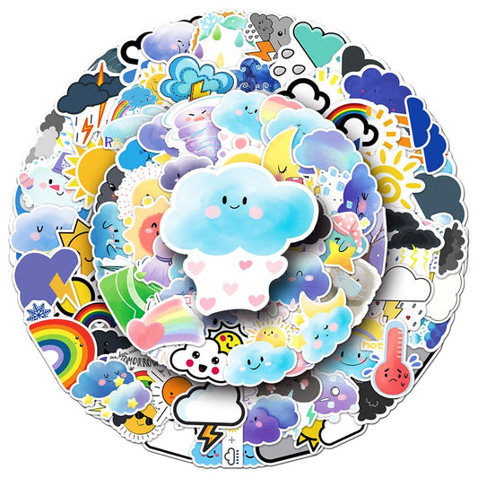 Weather-themed waterproof sticker pack for kids and teens