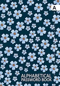 Light Blue Flower A-Z Password Book with Tabs