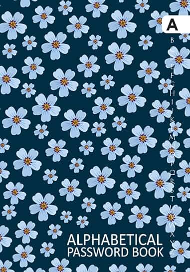 Light Blue Flower A-Z Password Book with Tabs