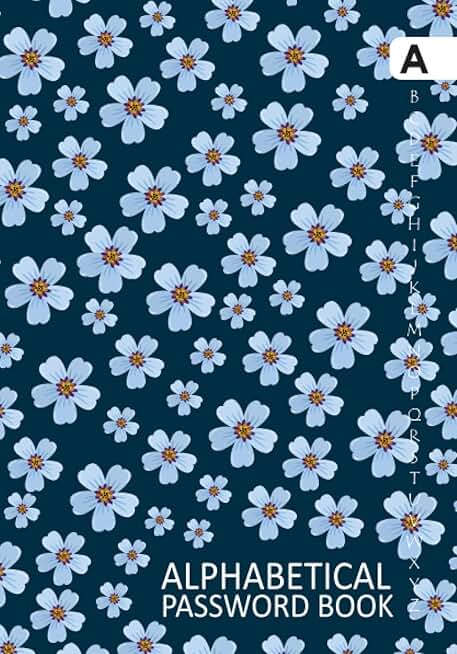 Light Blue Flower A-Z Password Book with Tabs