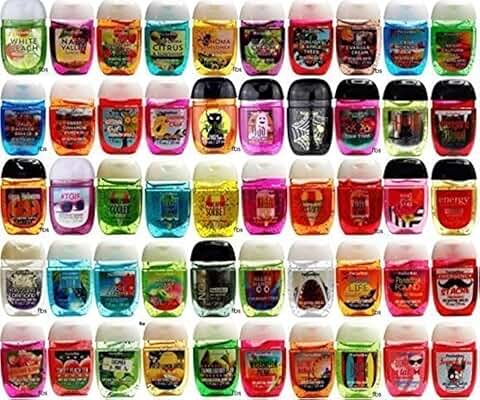 Set of 20 antibacterial hand gels with varying scents