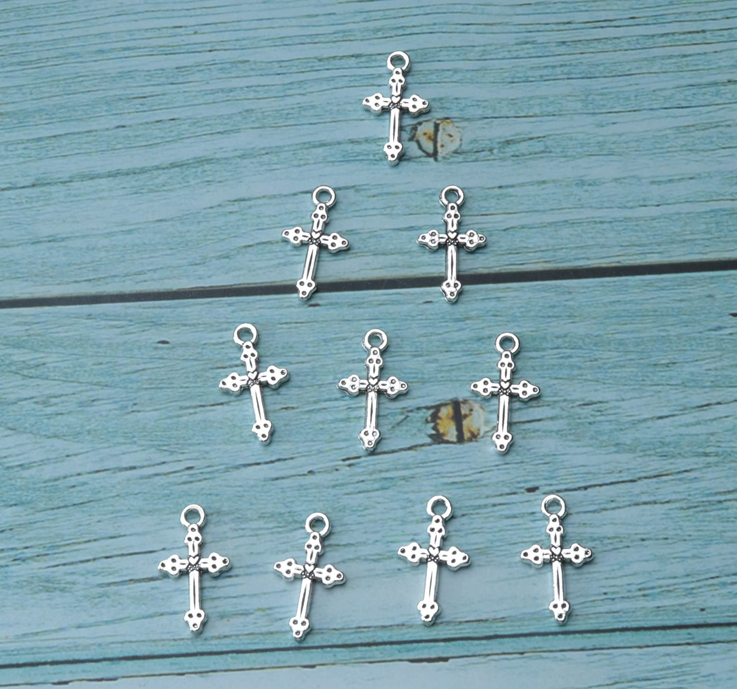 50 Pcs Vintage Metal Cross Pendants for Jewelry Making