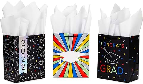 9-inch medium graduation gift bags with tissue paper