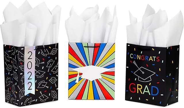 9-inch medium graduation gift bags with tissue paper