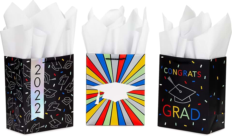 9-inch medium graduation gift bags with tissue paper