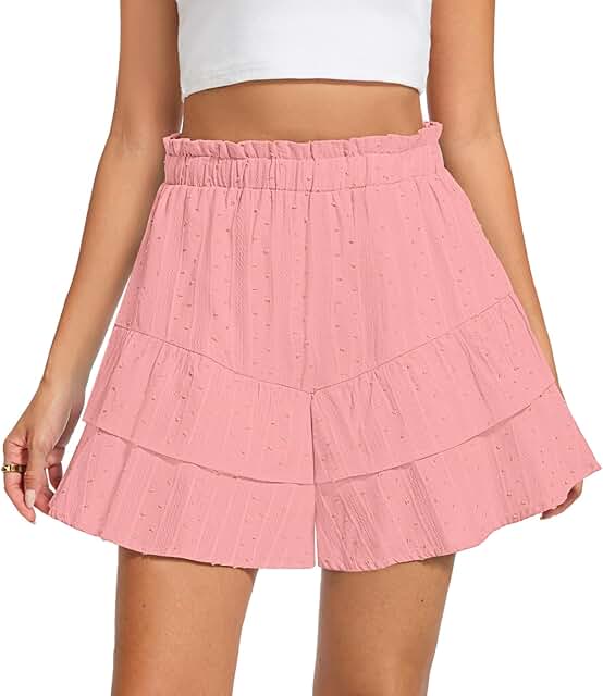 Casual Ruffle High Waist Shorts with Pockets