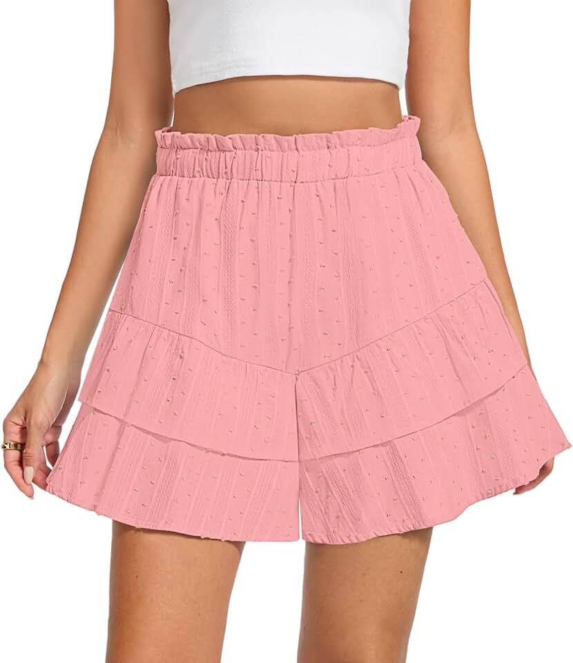 Casual Ruffle High Waist Shorts with Pockets