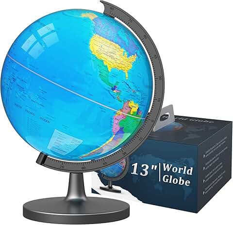 13-inch interactive world globe with stable base and writable surface