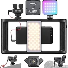 Stereo Dual Shotgun Microphone with Video Rig and RGB LED Light