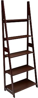 Solid Rubberwood Ladder Bookshelf with 5 Shelves