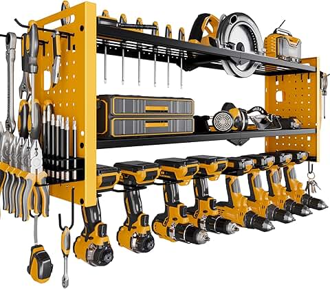 Heavy Duty Power Tool Wall Mount with 8 Drill Holders