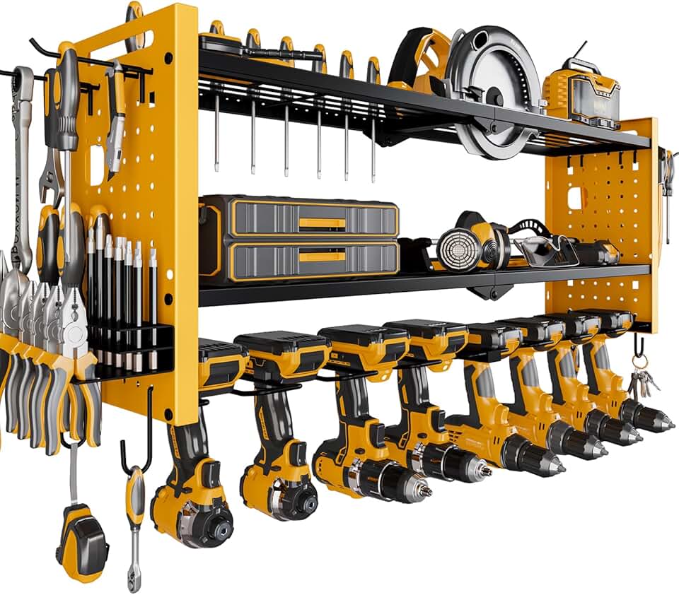 Heavy Duty Power Tool Wall Mount with 8 Drill Holders