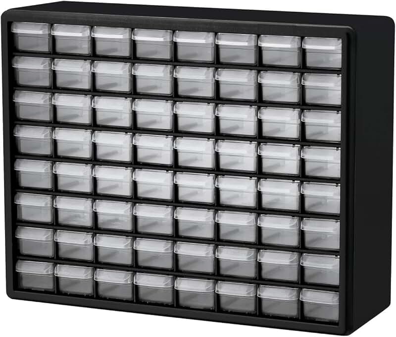 Plastic 64-Drawer Storage Cabinet for Garage and Organization