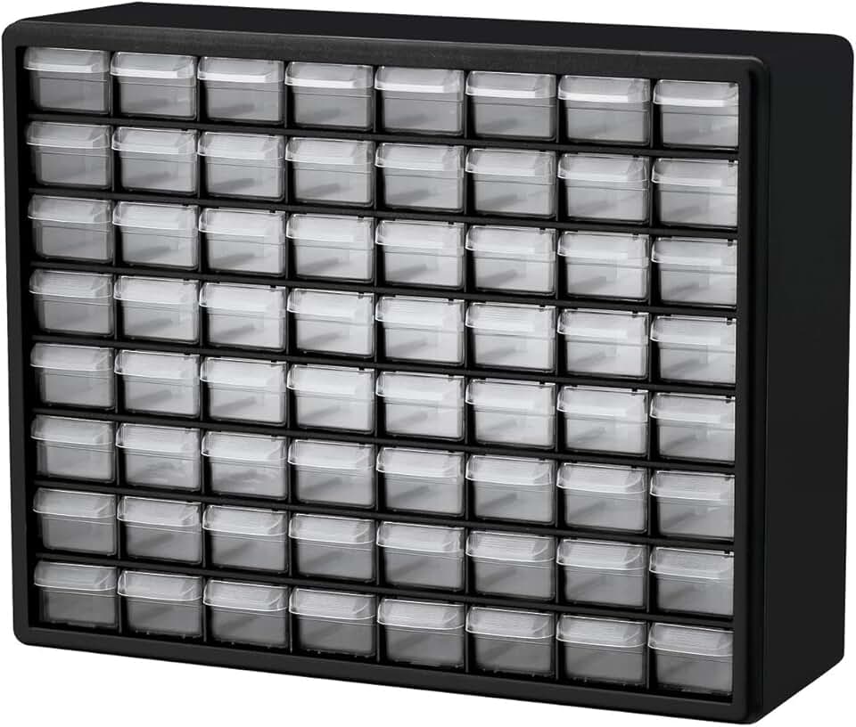 Plastic 64-Drawer Storage Cabinet for Garage and Organization
