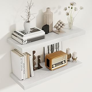 White 27.5-Inch Floating Wall Shelves Set of 2
