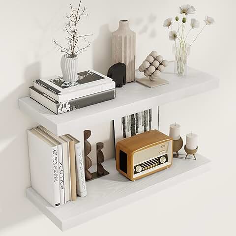 White 27.5-Inch Floating Wall Shelves Set of 2