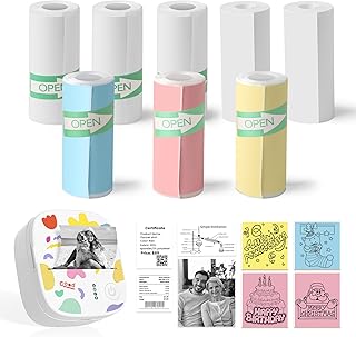 Self-Adhesive Thermal Paper Rolls, 8 Pack in 3 Colors and White