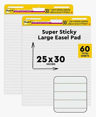 White lined easel pads, 25x30 inches, 2 packs