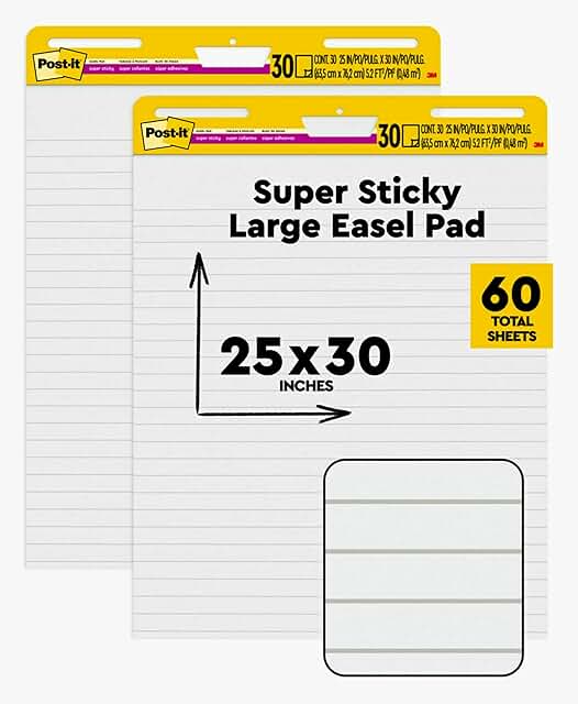 White lined easel pads, 25x30 inches, 2 packs