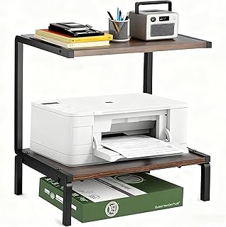 Two-Tier Wooden Printer and Office Organizer