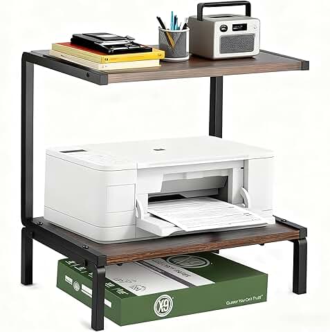 Two-Tier Wooden Printer and Office Organizer