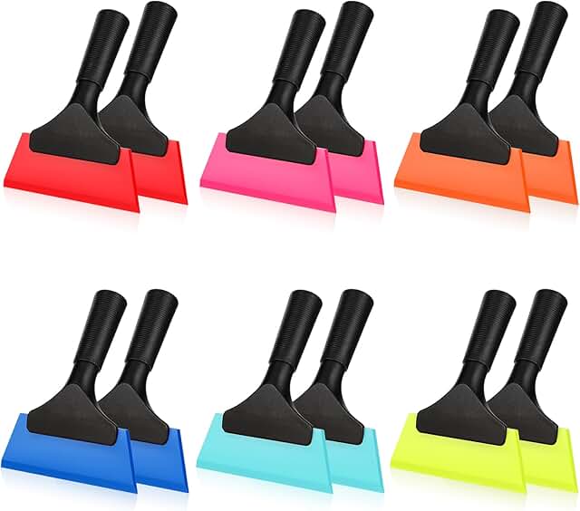 Set of 12 Small Silicone Squeegees with Non-Slip Handles