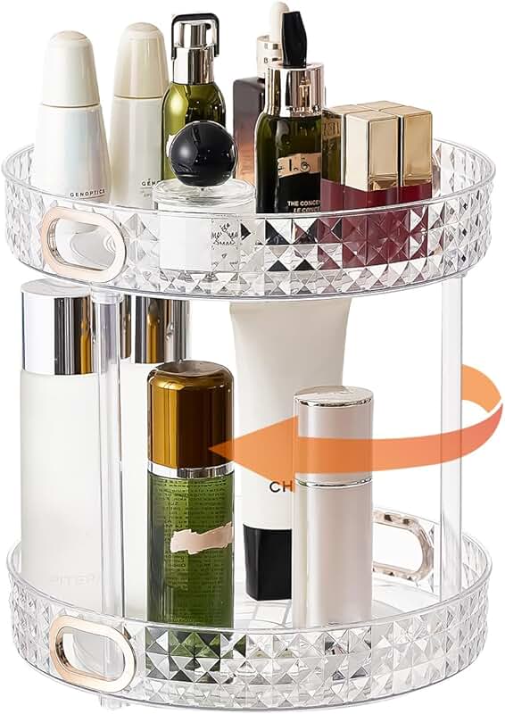 Rotating 2-Tier Makeup and Perfume Organizer