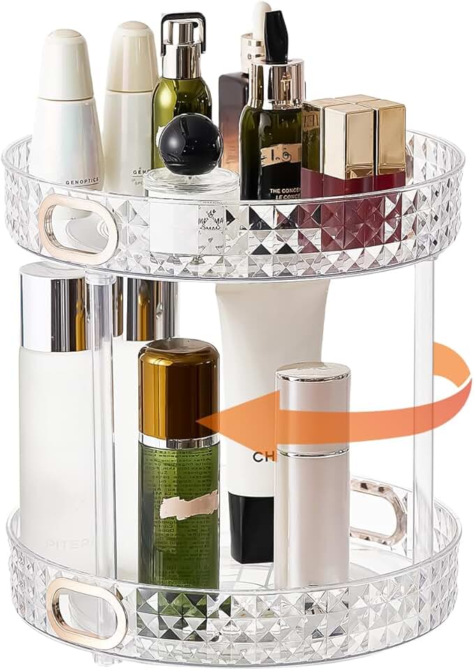 Rotating 2-Tier Makeup and Perfume Organizer