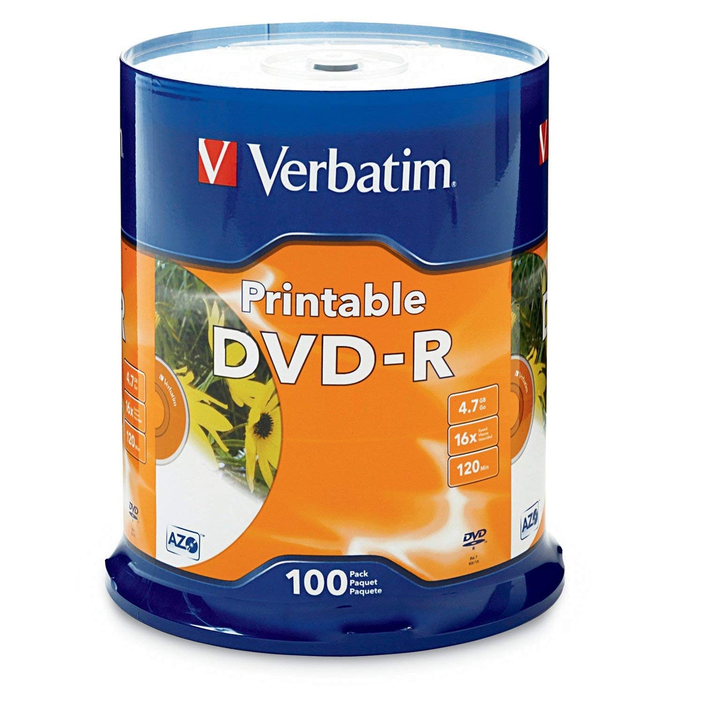 DVD-R 4.7GB 16X White Inkjet Printable with Branded Hub, 100-Disc