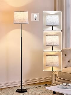 60-inch modern floor lamp with linen shade and foot switch
