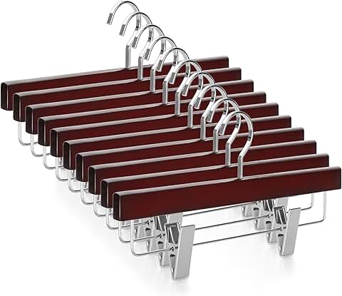 Deluxe Cherry Wood Pants and Skirt Hangers, 20 Pack