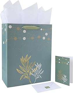 Large Green Gift Bag with Handles and Accessories