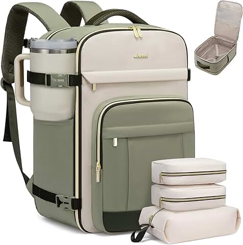 Large 40L Travel Backpack with 3 Packing Cubes