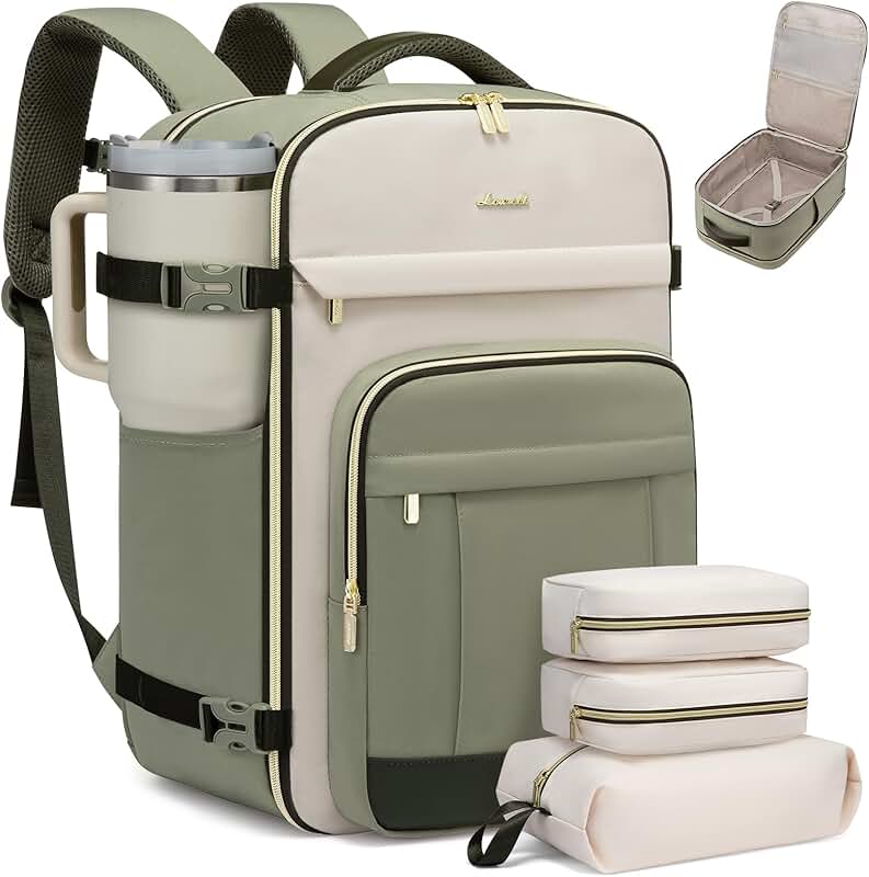 Large 40L Travel Backpack with 3 Packing Cubes