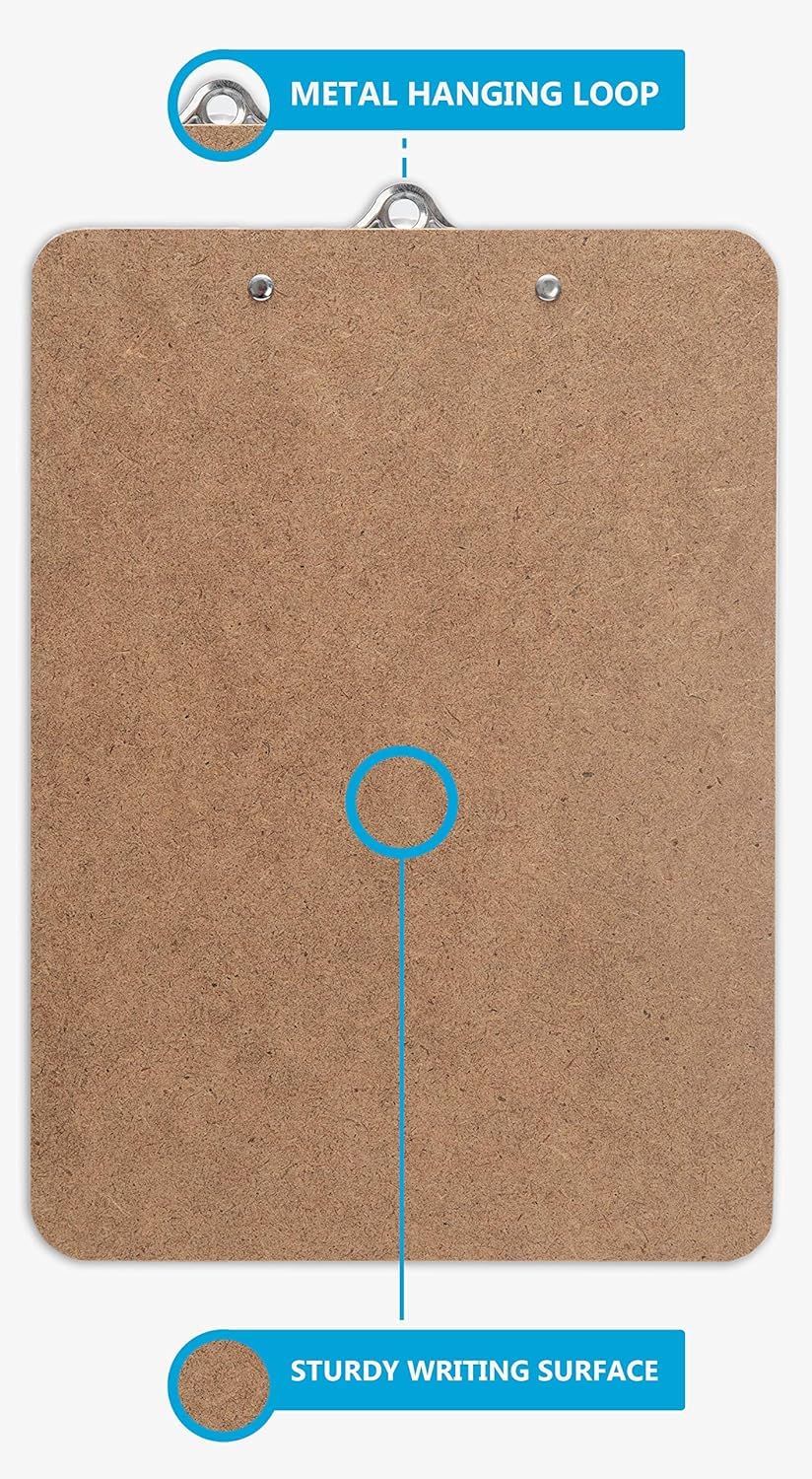 Pack of 5 large letter size wood clipboards